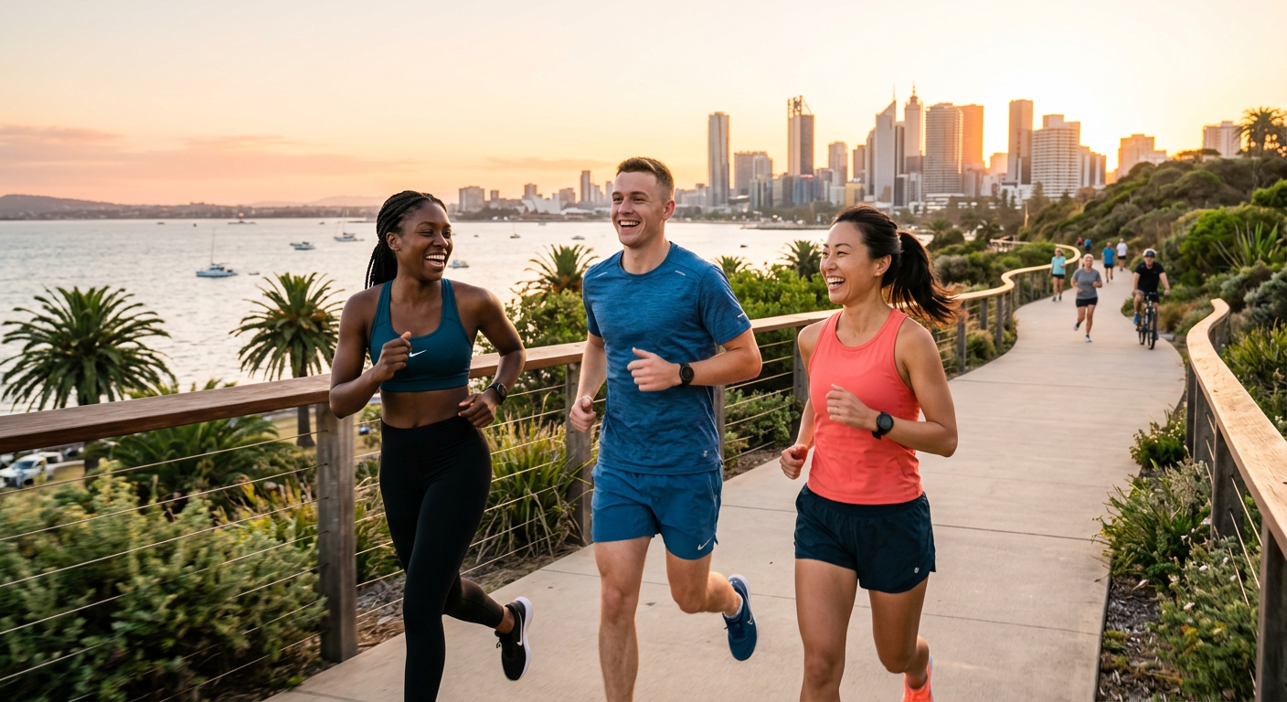 Silhouette of runner under aurora representing active lifestyle
